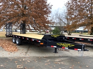 Equipment Trailer On Sale   Gatormade Trailer For Sale! This equipment trailer features 12in I-Beam frame, powder coat finish, dexter 7,000 pound axles, and easy to load stand.